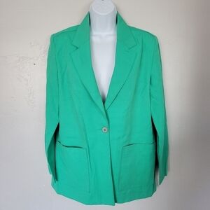 Pykettes Vintage Women's 12 Green Blazer Spring Summer Preppy Girly Glam Button